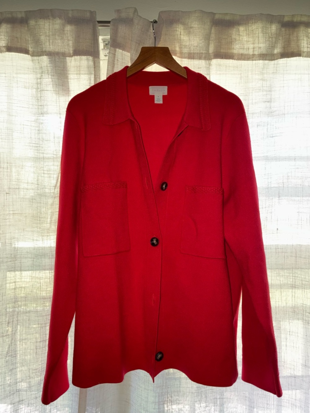 Caslon Red Button-Up Knit Cardigan